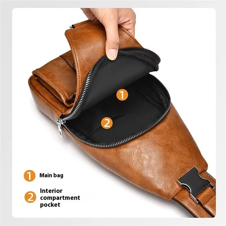 WEIXIER X329 Stylish Men Chest Bag Water Repellent Single Shoulder Crossbody Bag - Light Brown