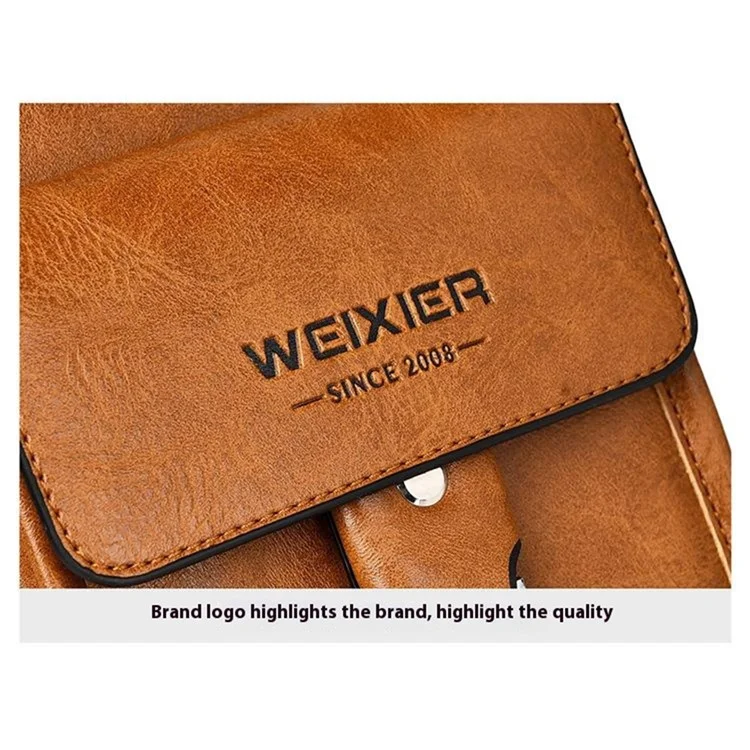 WEIXIER X329 Stylish Men Chest Bag Water Repellent Single Shoulder Crossbody Bag - Light Brown