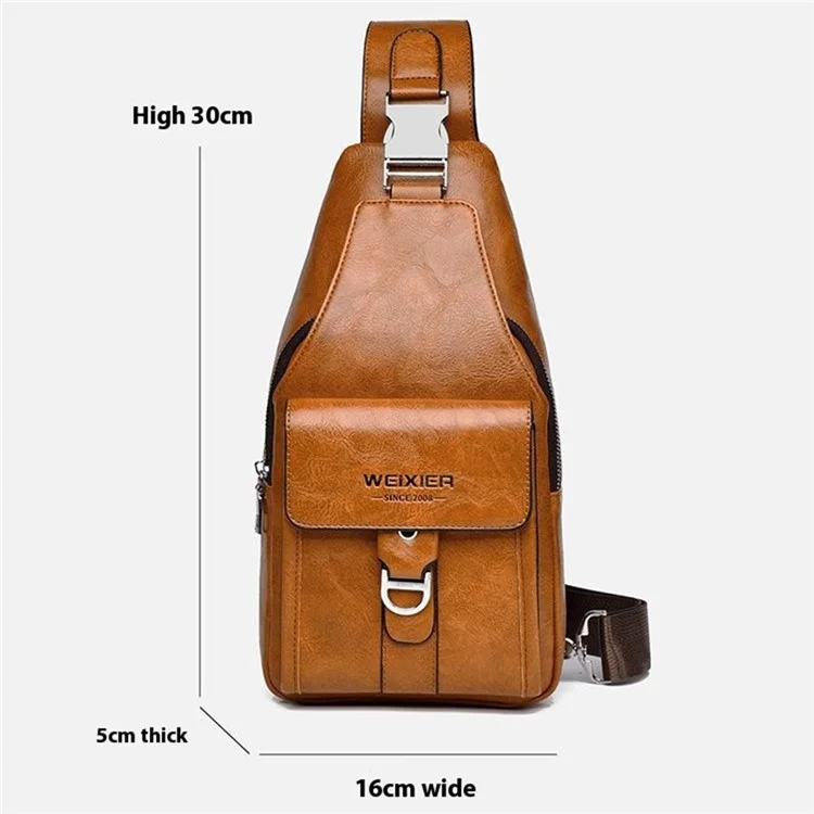WEIXIER X329 Stylish Men Chest Bag Water Repellent Single Shoulder Crossbody Bag - Light Brown