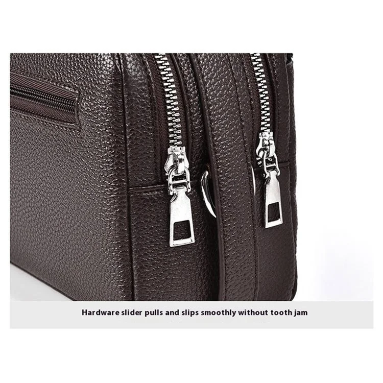WEIXIER D502 Business Men Crossbody Bag with Handle PU Leather Small Square Bag - Litchi Texture+Brown