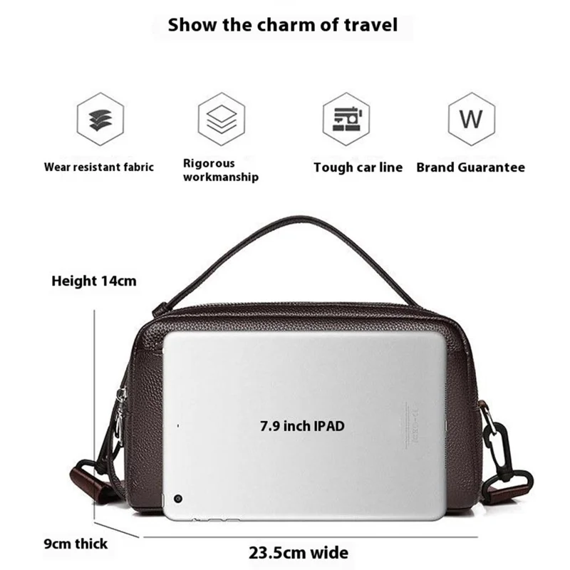 WEIXIER D502 Business Men Crossbody Bag with Handle PU Leather Small Square Bag - Litchi Texture+Black