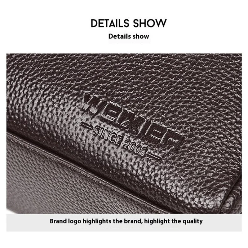 WEIXIER D502 Business Men Crossbody Bag with Handle PU Leather Small Square Bag - Litchi Texture+Black