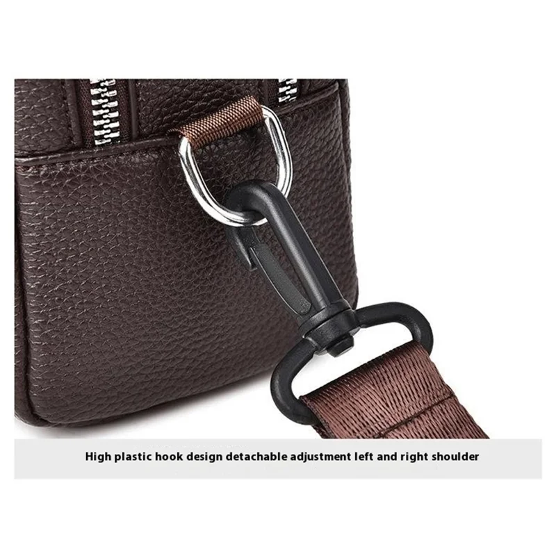 WEIXIER D502 Business Men Crossbody Bag with Handle PU Leather Small Square Bag - Litchi Texture+Black