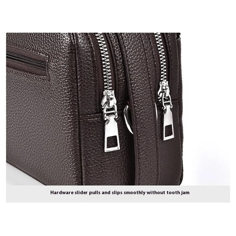 WEIXIER D502 Business Men Crossbody Bag with Handle PU Leather Small Square Bag - Litchi Texture+Black