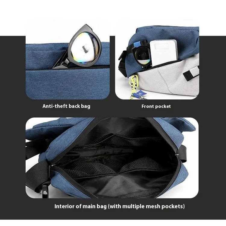Wepower 1811 Elegante Uomo Elegante Borsa a Tracolla di Grande Capacità Borsa a Traversa a Spalla Singola, Versione Standard - Blu