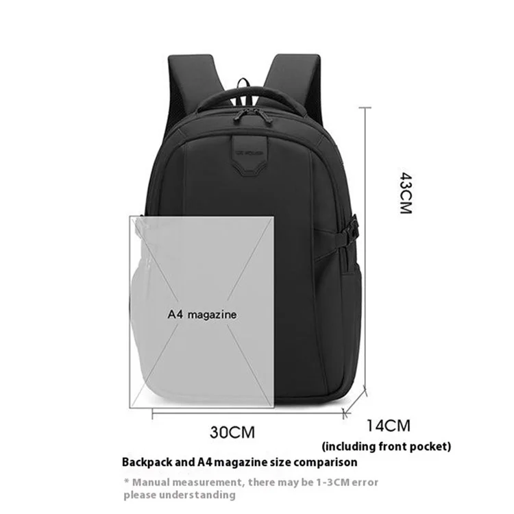 Wepower 1298# Waterproof Nylon Backpack Travel School Student Student Bag Daypack - Nero