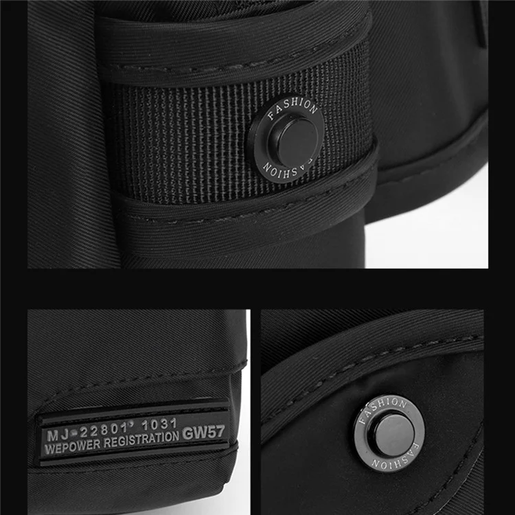 Wepower 999-16 Elegante Uomo Casual Casualmente Borsa in Giro Per la Vita Waterproof Nylon Single Occhy - Nero