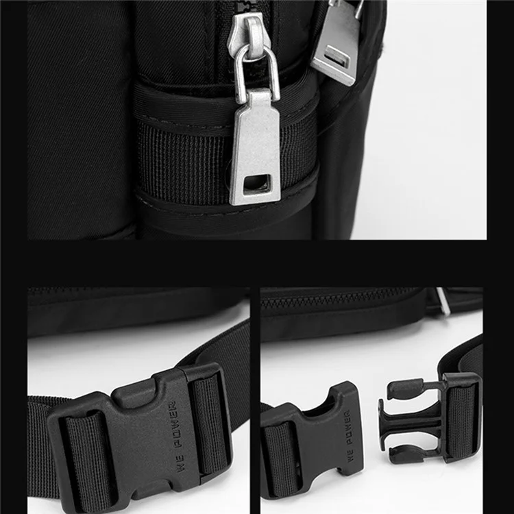 Wepower 999-16 Elegante Uomo Casual Casualmente Borsa in Giro Per la Vita Waterproof Nylon Single Occhy - Nero
