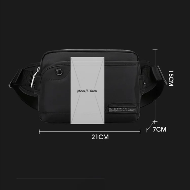 Wepower 999-16 Elegante Uomo Casual Casualmente Borsa in Giro Per la Vita Waterproof Nylon Single Occhy - Nero
