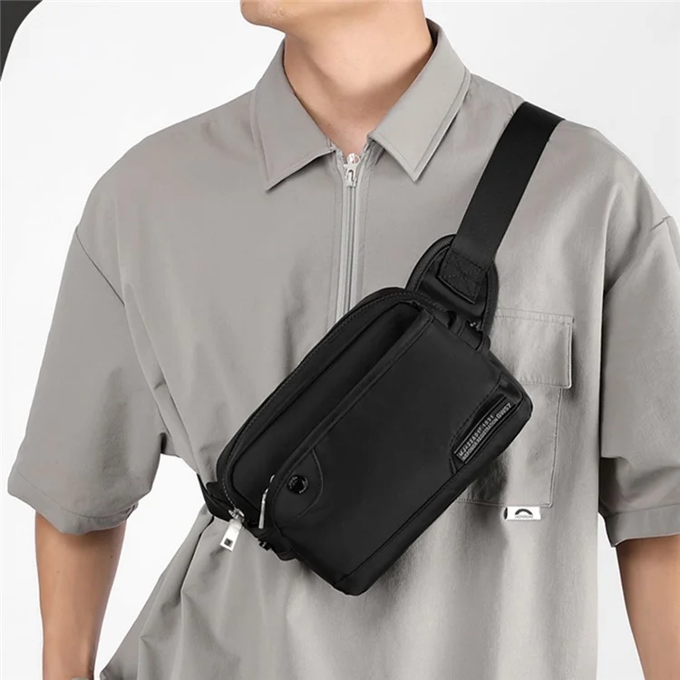 Wepower 999-16 Elegante Uomo Casual Casualmente Borsa in Giro Per la Vita Waterproof Nylon Single Occhy - Nero