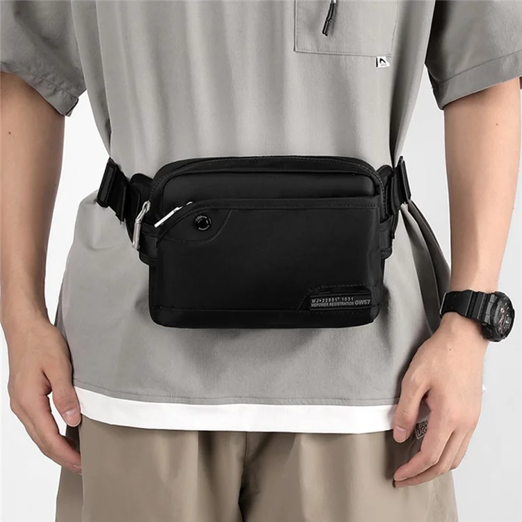Wepower 999-16 Elegante Uomo Casual Casualmente Borsa in Giro Per la Vita Waterproof Nylon Single Occhy - Nero