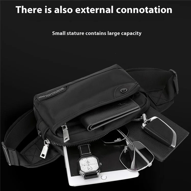 Wepower 999-16 Elegante Uomo Casual Casualmente Borsa in Giro Per la Vita Waterproof Nylon Single Occhy - Nero