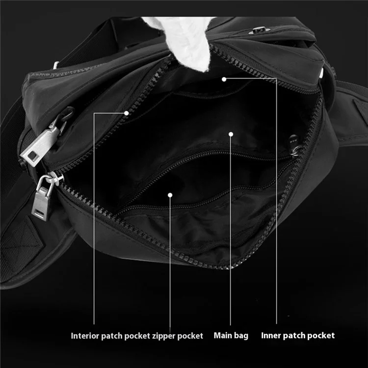 Wepower 999-16 Elegante Uomo Casual Casualmente Borsa in Giro Per la Vita Waterproof Nylon Single Occhy - Nero