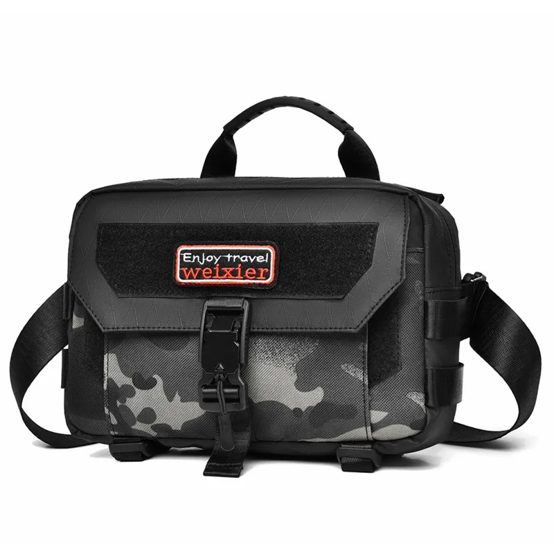 WEIXIER D404 Heren waterdichte crossbody tas met magnetische gesp, draagtas met statiefhouder, enkele schoudergordel - Camouflage