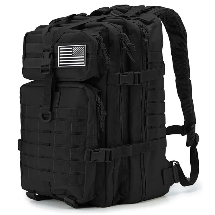 45L Men MOLLE Tactical Backpack 900D Oxford Fabric Outdoor Hiking Military Shoulder Bag - Black