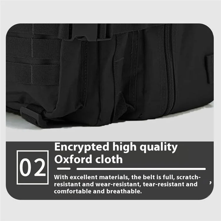 45L Men MOLLE Tactical Backpack 900D Oxford Fabric Outdoor Hiking Military Shoulder Bag - Black