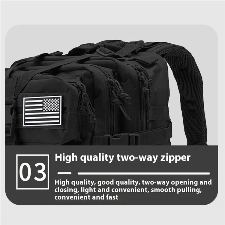 45L Men MOLLE Tactical Backpack 900D Oxford Fabric Outdoor Hiking Military Shoulder Bag - Black