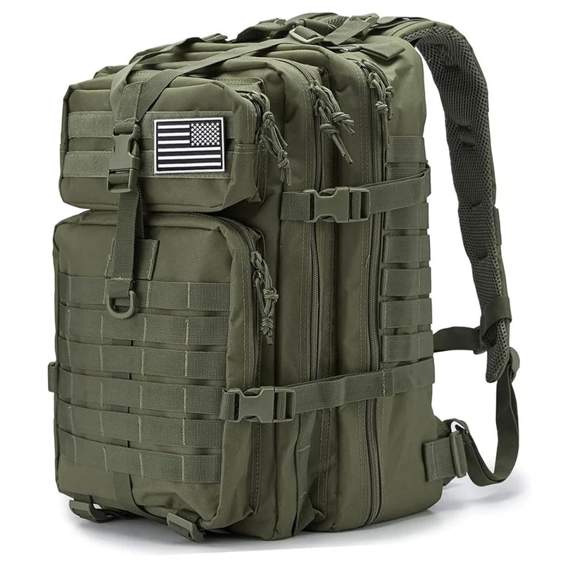 45L Men MOLLE Tactical Backpack 900D Oxford Fabric Outdoor Hiking Military Shoulder Bag - Army Green