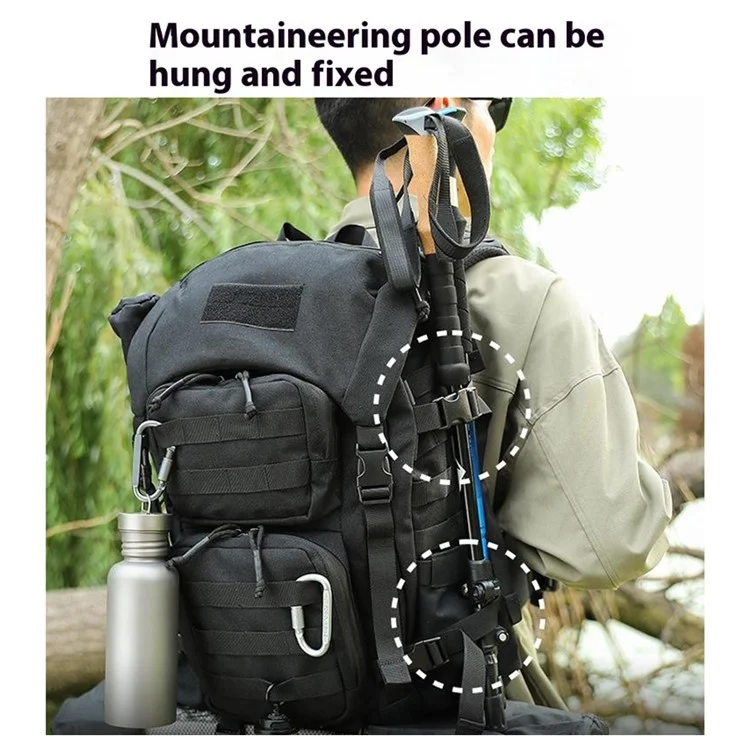 35L MOLLE Tactical Backpack High Density Polyester Shoulder Bag for Outdoor Mountaineering Hiking - Black