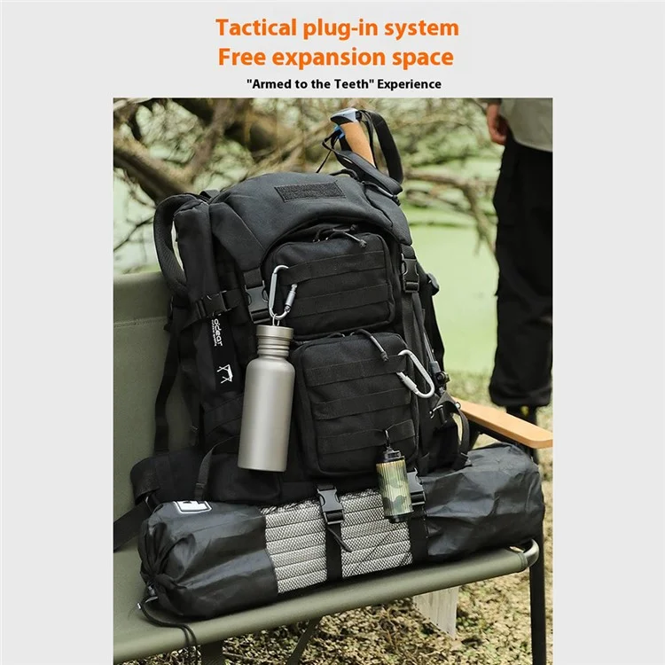 35L MOLLE Tactical Backpack High Density Polyester Shoulder Bag for Outdoor Mountaineering Hiking - Black