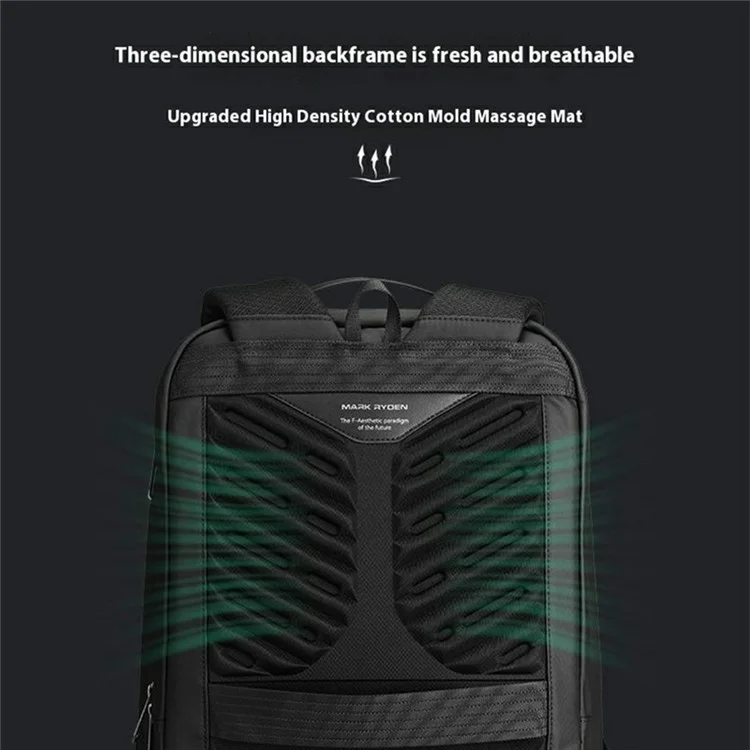 Mochila para laptop Mark Ryden para homens, à prova d'água, bolsa de ombro de viagem com porta de carregamento externa.