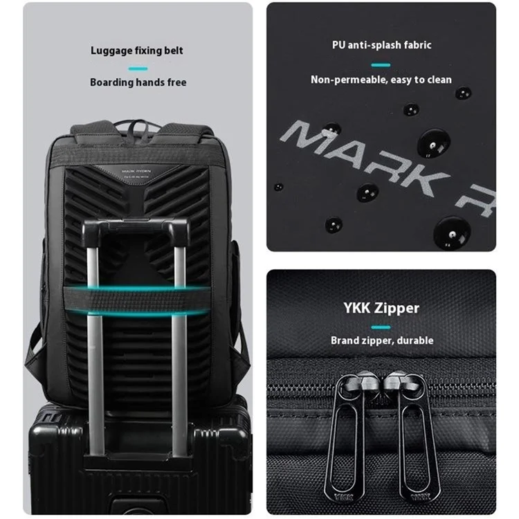 MARK RYDEN MR9031YSJ 30L Large Capacity Men Backpack with External USB Port Laptop Shoulder Bag