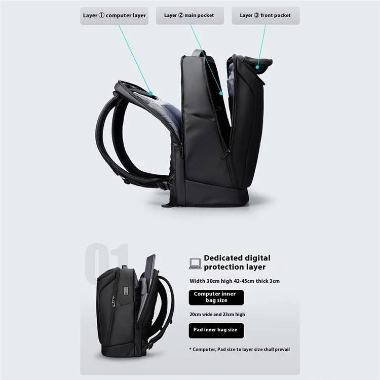 MARK RYDEN MR9031YSJ 30L Large Capacity Men Backpack with External USB Port Laptop Shoulder Bag