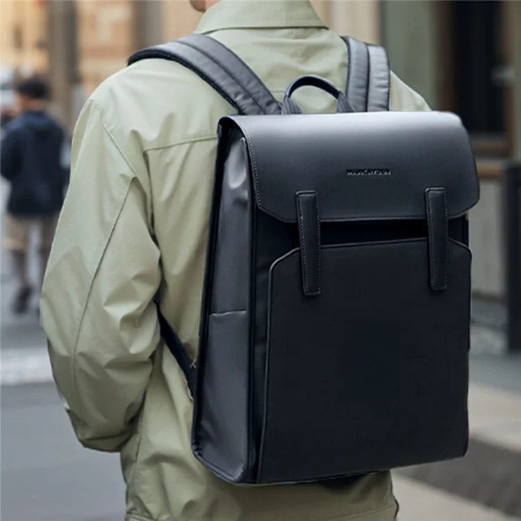 MARK RYDEN MR6602 Men Travel Backpack Leather + Oxford Cloth Large Capacity Laptop Storage Daypack