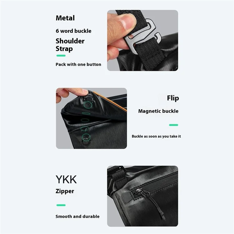 MARK RYDEN MR468 Crossbody Shoulder Bag Oxford Fabric Pack with 76-143cm Adjustable Shoulder Strap - Elegant Black