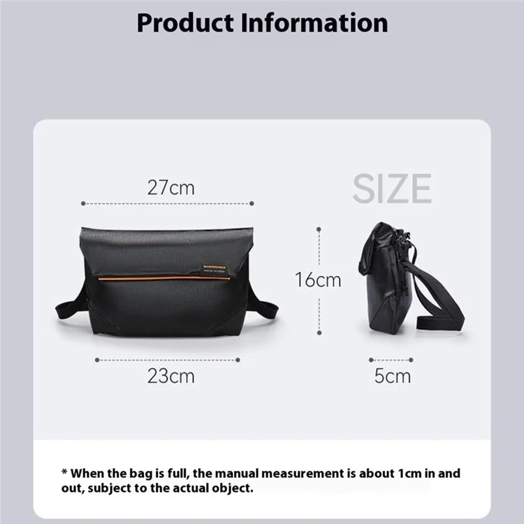 MARK RYDEN MR468 Crossbody Shoulder Bag Oxford Fabric Pack with 76-143cm Adjustable Shoulder Strap - Elegant Black