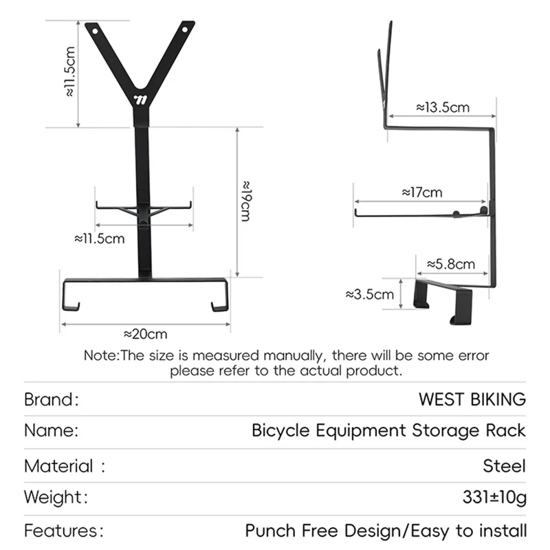 WEST BIKING YP0712042 Bicycle Helmet Storage Rack Cycling Gear Wall Mount Display Stand