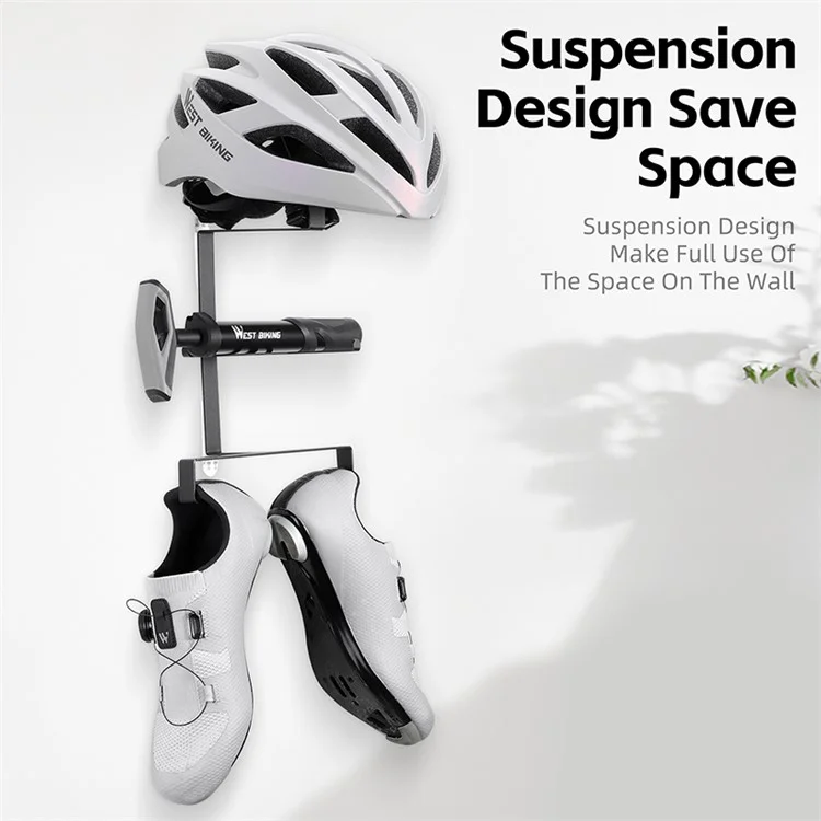 WEST BIKING YP0712042 Bicycle Helmet Storage Rack Cycling Gear Wall Mount Display Stand
