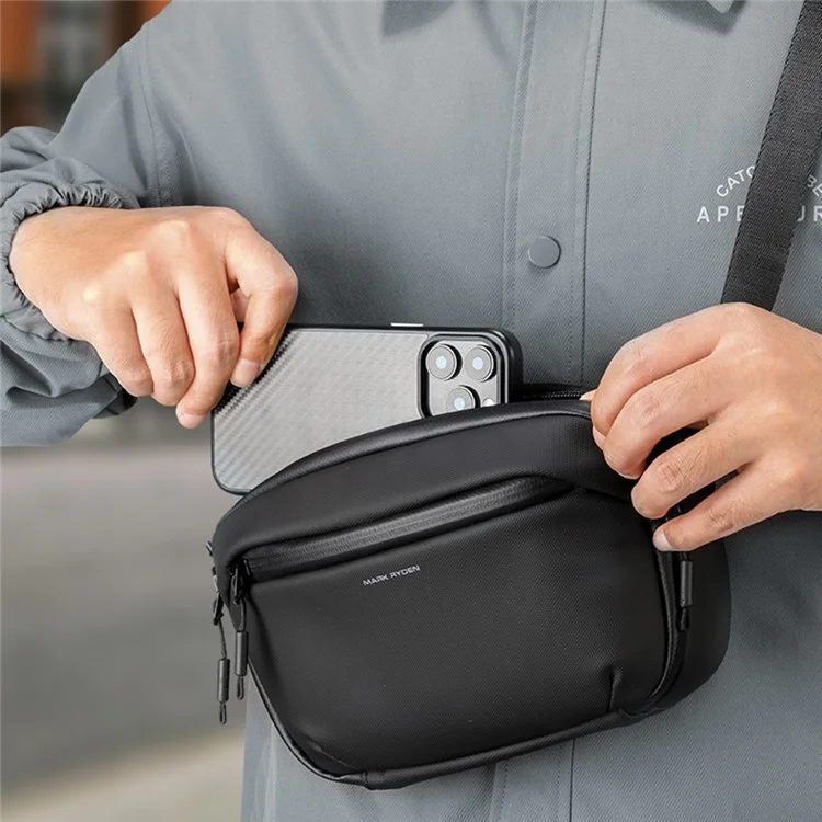 MARK RYDEN MR165 Waterproof Men Single Shoulder Bag Travel Crossbody Bag Built-In Key Holder - Black