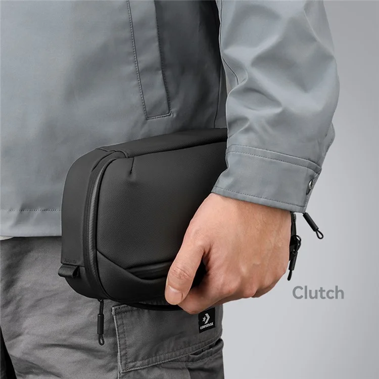 MARK RYDEN MR165 Waterproof Men Single Shoulder Bag Travel Crossbody Bag Built-In Key Holder - Black