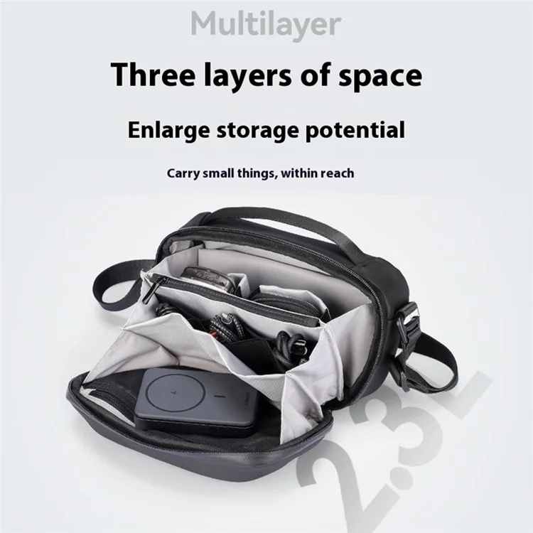 MARK RYDEN MR165 Waterproof Men Single Shoulder Bag Travel Crossbody Bag Built-In Key Holder - Black