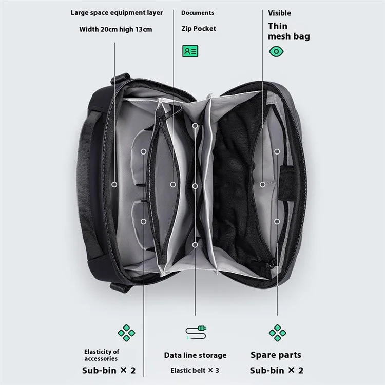 MARK RYDEN MR165 Waterproof Men Single Shoulder Bag Travel Crossbody Bag Built-In Key Holder - Black