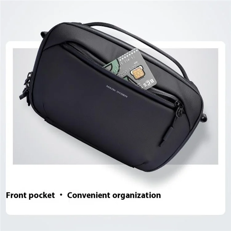 MARK RYDEN MR165 Waterproof Men Single Shoulder Bag Travel Crossbody Bag Built-In Key Holder - Black