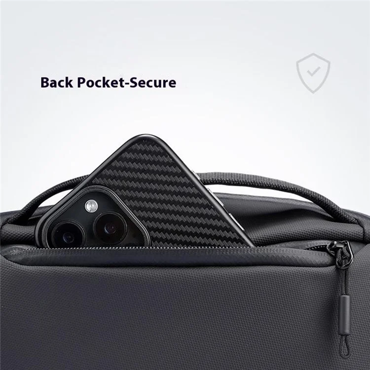MARK RYDEN MR165 Waterproof Men Single Shoulder Bag Travel Crossbody Bag Built-In Key Holder - Black