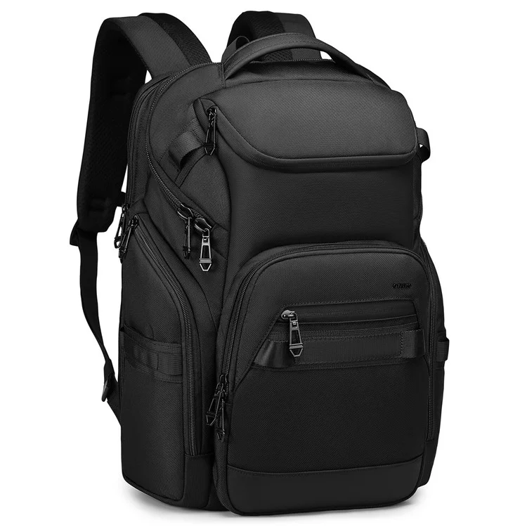 OZUKO 9799 Mochila para laptop de negócios à prova d'água em tecido Oxford, bolsa de ombro de viagem dupla - Preta