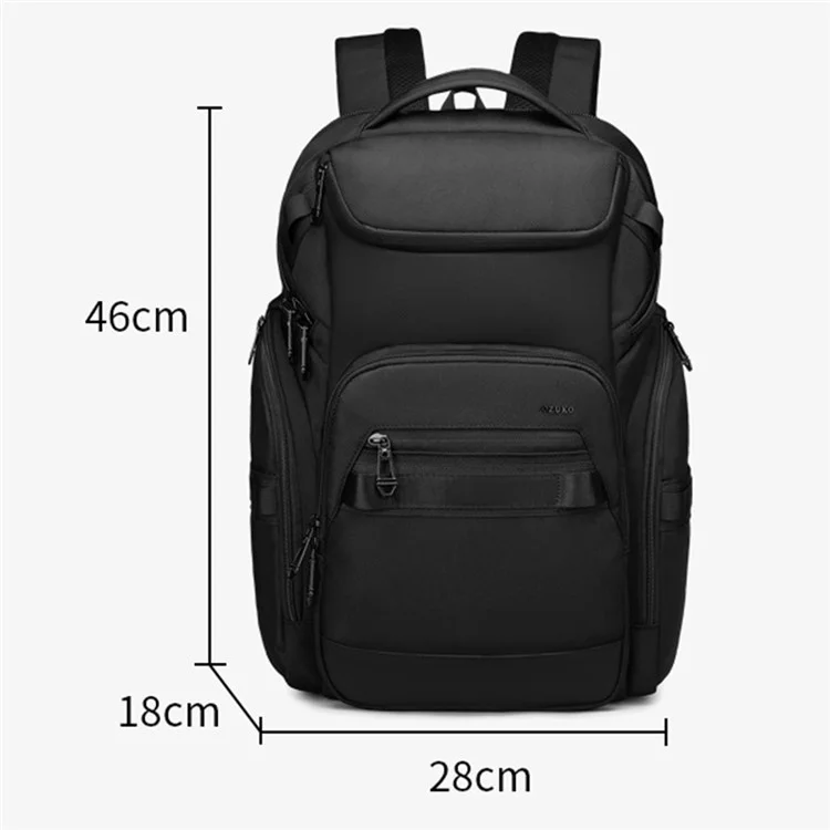 OZUKO 9799 Mochila para laptop de negócios à prova d'água em tecido Oxford, bolsa de ombro de viagem dupla - Preta