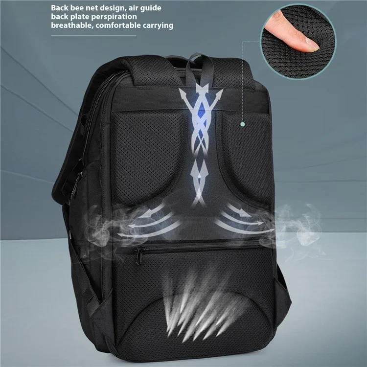 OZUKO 9799 Mochila para laptop de negócios à prova d'água em tecido Oxford, bolsa de ombro de viagem dupla - Preta