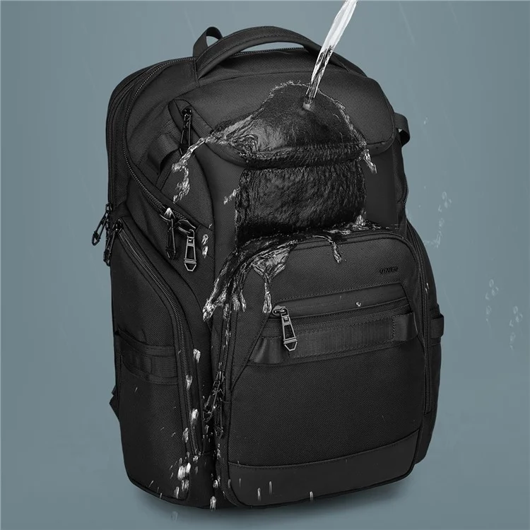 OZUKO 9799 Mochila para laptop de negócios à prova d'água em tecido Oxford, bolsa de ombro de viagem dupla - Preta