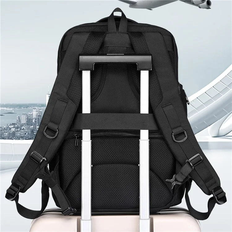 OZUKO 9799 Mochila para laptop de negócios à prova d'água em tecido Oxford, bolsa de ombro de viagem dupla - Preta