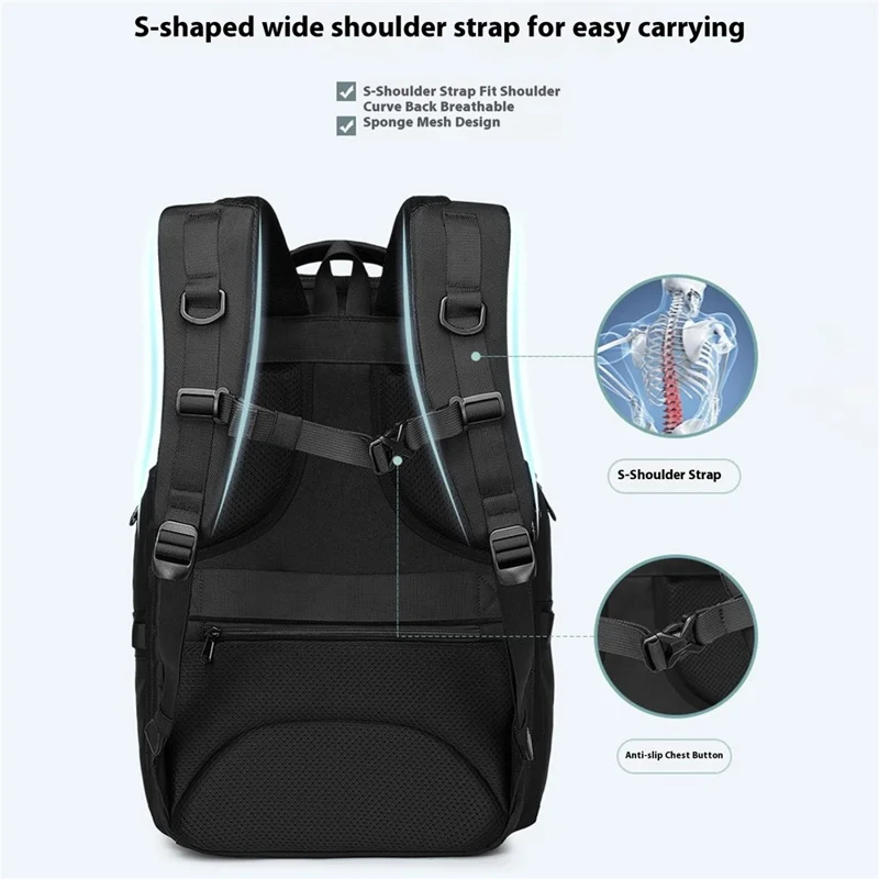 OZUKO 9799 Business Laptop Backpack Waterproof Oxford Cloth Travel Dual Shoulder Bag - Grey