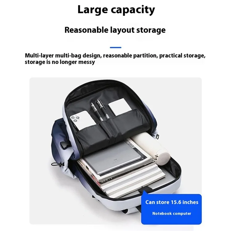 Mochila de viaje YS3578 para computadora portátil de 15.6 pulgadas, bolso de hombro impermeable de nailon con hebilla de liberación rápida - Color tinta