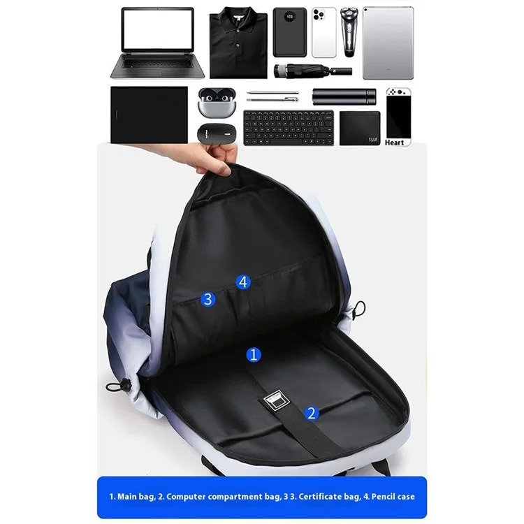 Mochila de viaje YS3578 para computadora portátil de 15.6 pulgadas, bolso de hombro impermeable de nailon con hebilla de liberación rápida - Color tinta