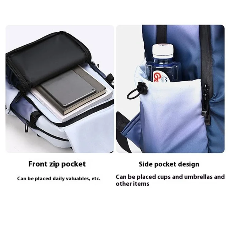 Mochila de viaje YS3578 para computadora portátil de 15.6 pulgadas, bolso de hombro impermeable de nailon con hebilla de liberación rápida - Color tinta