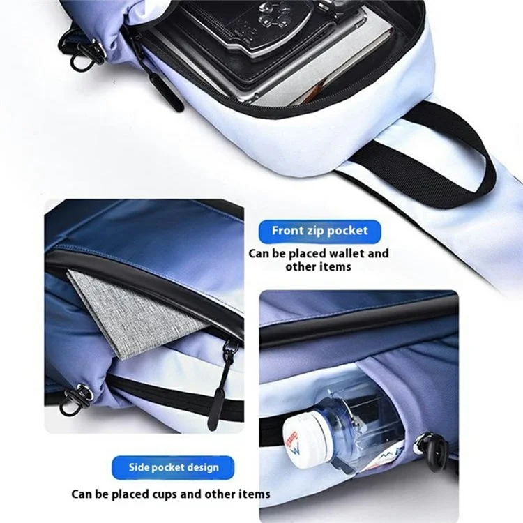 YS607 Bolsa de peito masculina de moda com cor degradê, de tecido Oxford à prova d'água - Cor de tinta