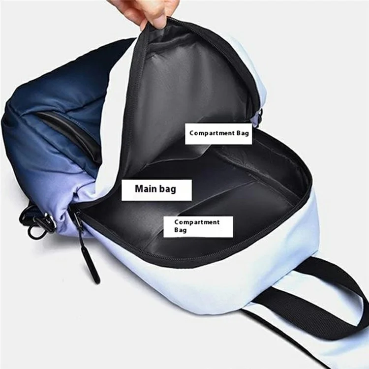 YS607 Bolsa de peito masculina de moda com cor degradê, de tecido Oxford à prova d'água - Cor de tinta