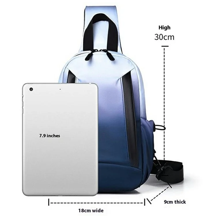 YS607 Bolsa de peito masculina de moda com cor degradê, de tecido Oxford à prova d'água - Cor de tinta